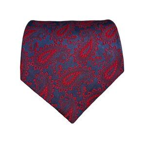 Vtg tie Gentry men's necktie blue red paisley print polyester 4" wide